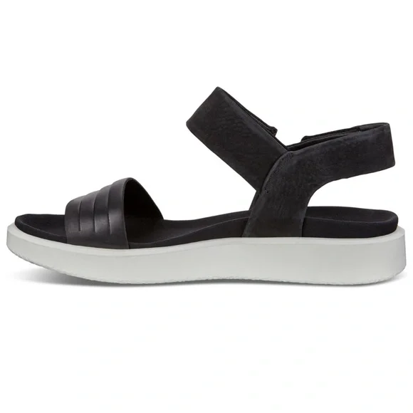 ECCO, Women's Flowt Adjustable Sandals in Black Nubuck Leather, Size 7 - 7.5